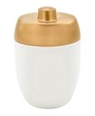 Ver imagem 5 de Kit Banheiro Acessórios Lavabo Branco Dourado 3 Peças Forma Dispenser Sabonete Líquido Porta