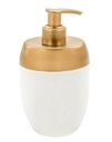 Ver imagem 3 de Kit Banheiro Acessórios Lavabo Branco Dourado 3 Peças Forma Dispenser Sabonete Líquido Porta