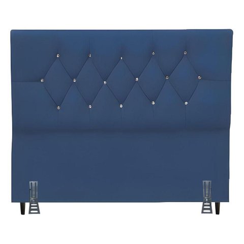 Cabeceira para Cama Box King 195 Cm Manuela com Frame Suede Azul Marinho