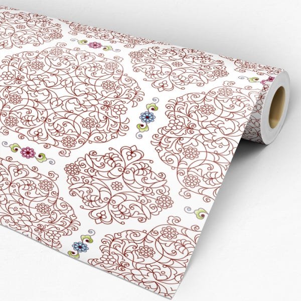 Papel de Parede Adesivo Arabesco Vinho - 046 - 3