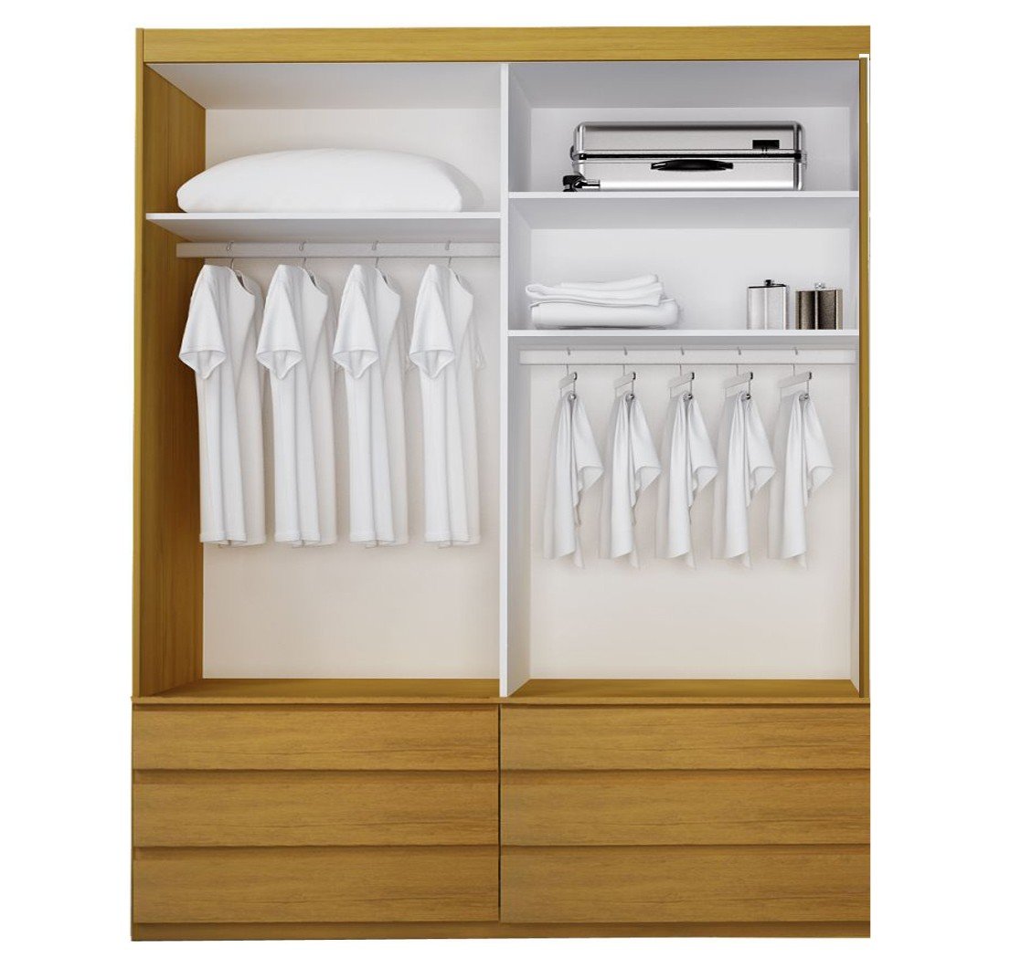 Guarda-roupa Solteiro Eco 08 100% Mdf 2 Portas 6 Gavetas Bom Pastor - Branco - 3