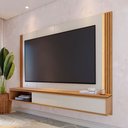 Ver imagem 1 de Painel para Tv até 75 Polegadas Açores 2 Portas Ripado com Led Off White Matte/freijó - Pnr Móveis
