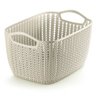 Cesto Plastico Organizador Trançado Bege Retangular Largo Grande Ordene - 1