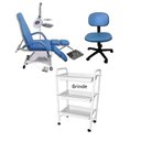 Ver imagem 1 de Cadeira de Podologia Azul Semi-elétrica na Elevação com Bandejas Mocho Brinde Fiscomed Kit para Podo