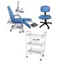 Cadeira de Podologia Azul Semi-elétrica na Elevação com Bandejas Mocho Brinde Fiscomed Kit para Podo - 1