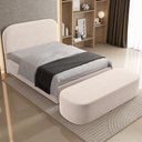 Ver imagem 4 de Cabeceira Cama Box Queen 160cm Lanna com Puff Recamier Doha W01 Suede Bege - Lyam Decor