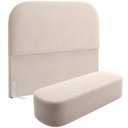Ver imagem 1 de Cabeceira Cama Box Queen 160cm Lanna com Puff Recamier Doha W01 Suede Bege - Lyam Decor