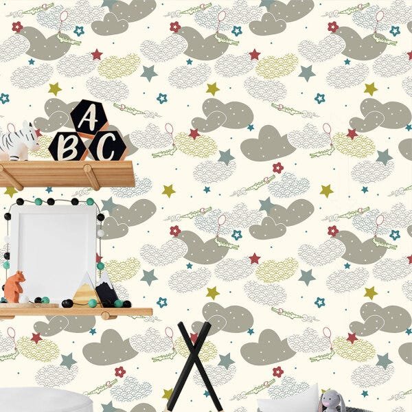 Papel de Parede Adesivo Infantil Nuvens - 082 - 1