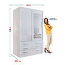 Ver imagem 3 de Guarda-Roupa 2 Portas de Correr com Espelho 6 Gavetas Meridian Gold Branco