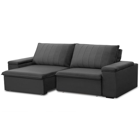 Sofá 3 Lugares Retrátil Reclinável para Sala 225cm Malfati F04 Veludo Grafite - Lyam Decor