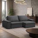 Ver imagem 3 de Sofá 3 Lugares Retrátil Reclinável para Sala 225cm Malfati F04 Veludo Grafite - Lyam Decor