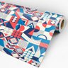 Papel de Parede Adesivo Geométrico Azul e Vermelho - 100 - 3