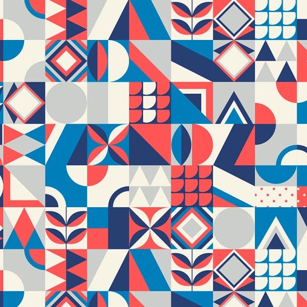Papel de Parede Adesivo Geométrico Azul e Vermelho - 100 - 2