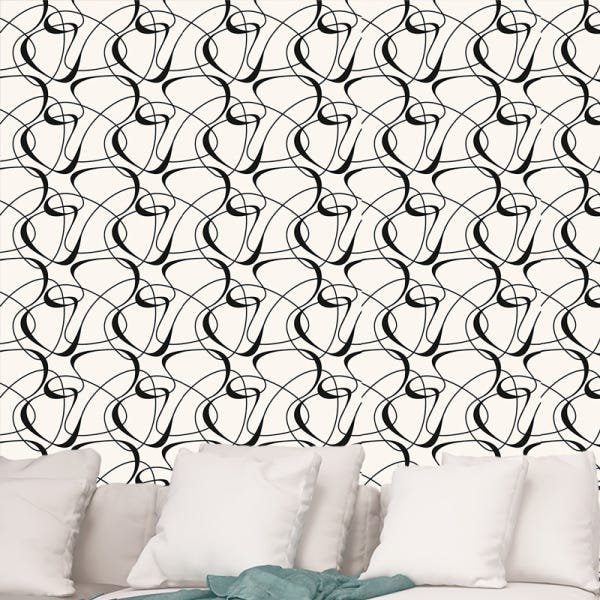 Papel de Parede Adesivo Geométrico Abstrato Preto - 015 - 1