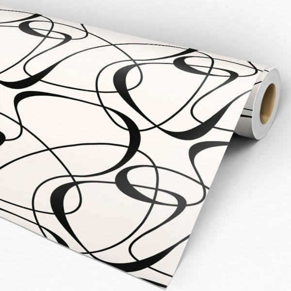 Papel de Parede Adesivo Geométrico Abstrato Preto - 015 - 3