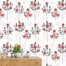 Papel de Parede Adesivo Floral Vermelho e Azul - 093 - 1