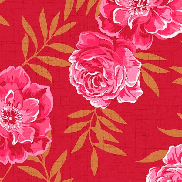 Papel de Parede Adesivo Floral Vermelho - 165 - 2