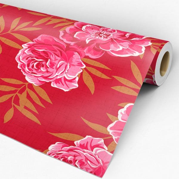 Papel de Parede Adesivo Floral Vermelho - 165 - 3