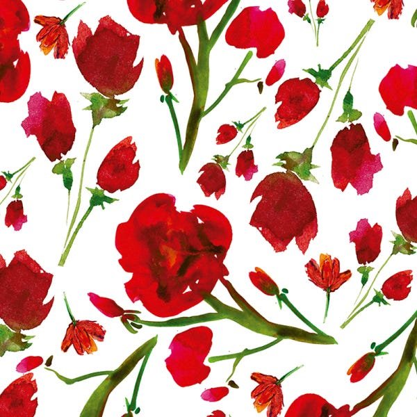 Papel de Parede Adesivo Floral Vermelho - 151 - 2