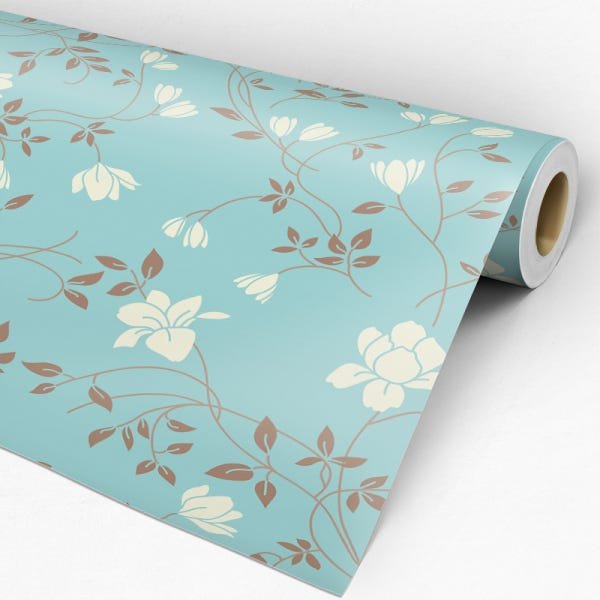 Papel de Parede Adesivo Floral Turquesa - 006 - 3