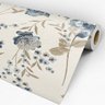 Papel de Parede Adesivo Floral Bege e Azul - 196 - 3