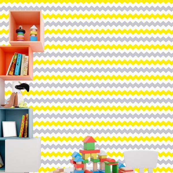 Papel de Parede Adesivo Chevron Amarelo - 037 - 1