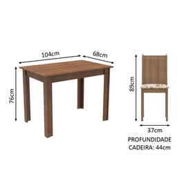Conjunto Sala de Jantar Madesa Rute Mesa Tampo de Madeira com 4 Cadeiras - Rustic/lírio Bege - 3