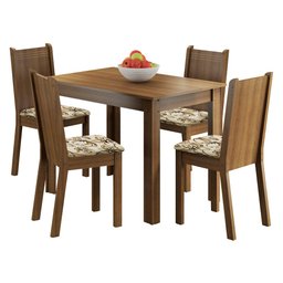Conjunto Sala de Jantar Madesa Rute Mesa Tampo de Madeira com 4 Cadeiras - Rustic/lírio Bege - 2