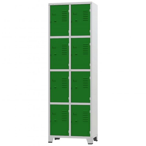 Roupeiro de Aço 8 Portas Cinza com Verde - Ultra Móveis