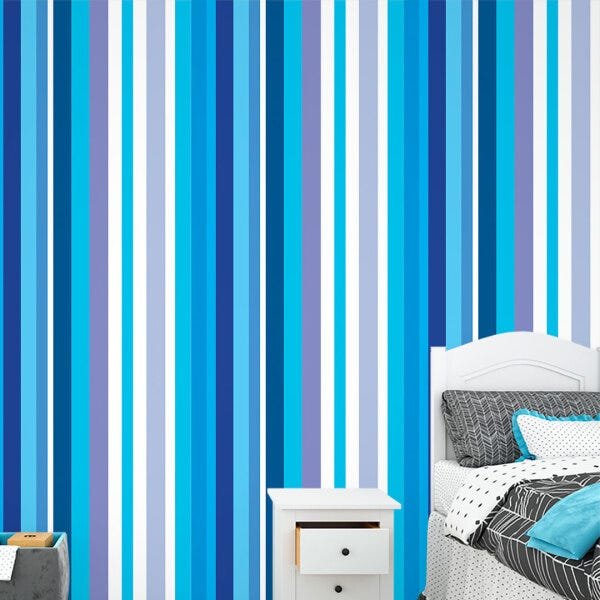 Papel de Parede Adesivo Listrado Azul - 044 - 1