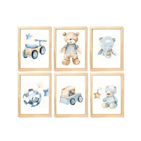 Kit Quadro Urso Brinquedos Decorativo Quarto Criança Enxoval Bebê
