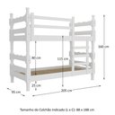 Ver imagem 3 de Beliche Madeira Maciça - Vira 2 Camas - para Colchão 78/88 x 188cm Porto Multimóveis CR4138