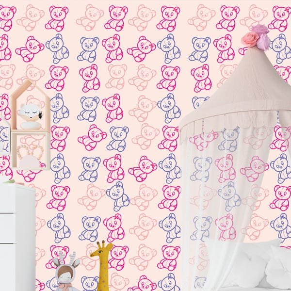 Papel de Parede Adesivo Infantil Ursinhos - 032 - 1
