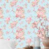 Papel de Parede Adesivo Floral Azul e Rosa - 182 - 1