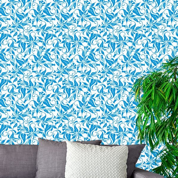 Papel de Parede Adesivo Floral Azul - 091 - 1
