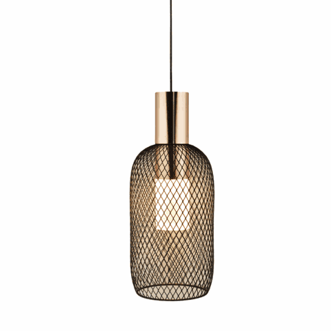 Pendente Orbis Preto e Rose 23,5cm Led 9w 3000k Bivolt