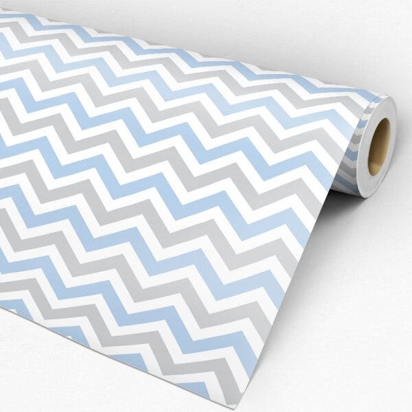 Papel de Parede Adesivo Chevron Azul e Cinza - 022 - 3