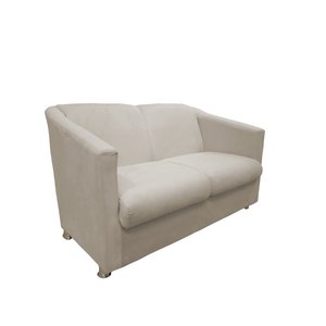 Namoradeira Decorativa Biane Couro Bege 2 Lugares Pés Cromado Ms Decor