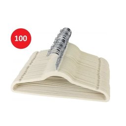 Kit 100 Cabides De Veludo Ultra Fino Antideslizante Bege - 1