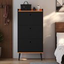 Ver imagem 3 de Kit Sapateira Vertical 3 Gavetas Basculantes Dark Preto/Cinamomo Mesinha Nicho Dream Cinza/Cinamomo