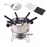 Conjunto Fondue 10 Peças Inox Panela Garfo Fogareiro Aparelho Queijo Chocolate Salgado Doce Vinho Fr - 1