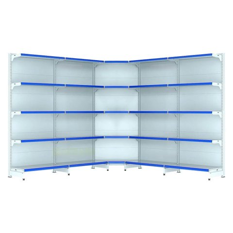 Kit 4 Gôndolas New Premium 1,70m Branca Parede 40/30 + Canto 40/30