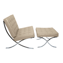 Ver imagem 4 de Poltrona com Banqueta Barcelona Base Cromada Couro Natural Legitimo:off-white