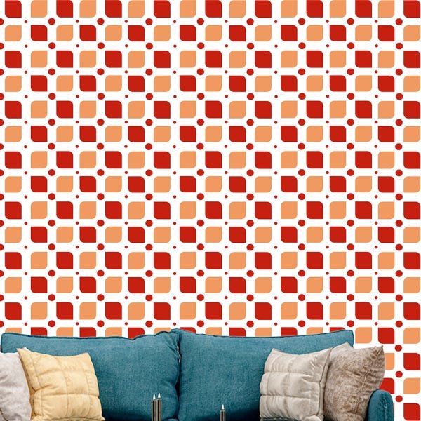 Papel de Parede Adesivo Geométrico Vermelho e Laranja - 170 - 1