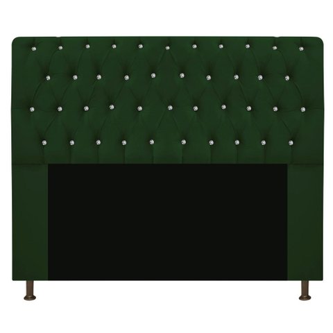 Cabeceira Estofada Lady com Strass 140 cm Queen Size Suede - ADJ Decor - Verde