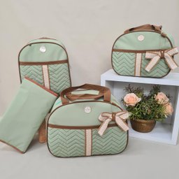 Bolsa Maternidade Kit Bebê Verde Grande e Média com Mochila - 1