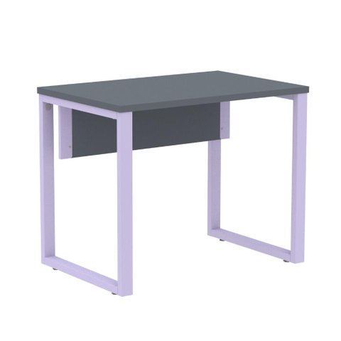 Mesa Escritório P25 Tub Pandin 90 Cm (larg) Tampo Mdp Grafito Pé Aço Tubular Lilás