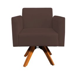 Poltrona Giratória Marisa Suede Marrom Base Madeira MM30 D'Rossi - 3
