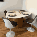 Ver imagem 3 de Mesa de Jantar Orgânica 120x123cm Tampo Laca Branca Base Freijó Laca Branca Personal Art Design