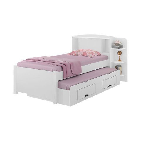 Cama para Solteiro Milênio com Box 2 Gavetas Plus - D Doro Branco